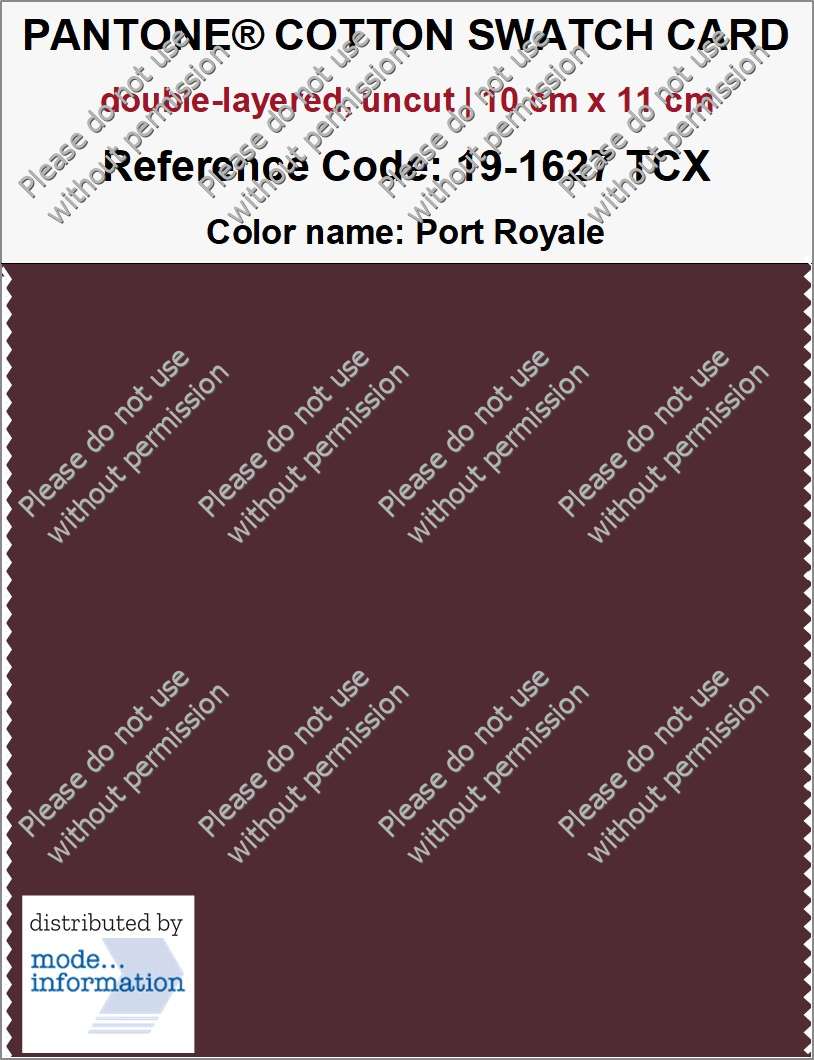 PANTONE COTTON SWATCH CARD 19-1627 TCX Port Royale (double-layered, uncut | 10 cm x 11 cm)